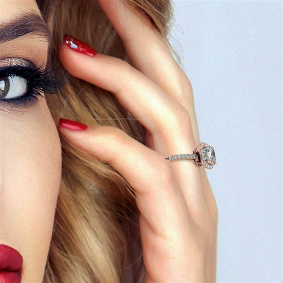 7mm-1.50Ct Cushion Moissanite Ring & Lab Diamond - Picture 8 of 8